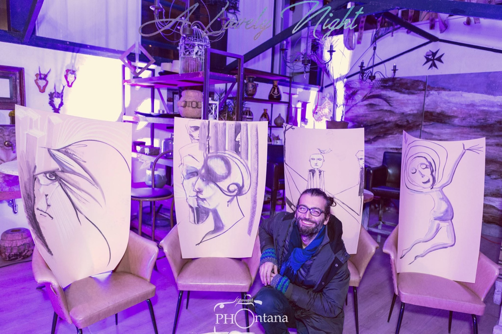 Le opere dipinte durante A Lovely Night esposte a fine serata